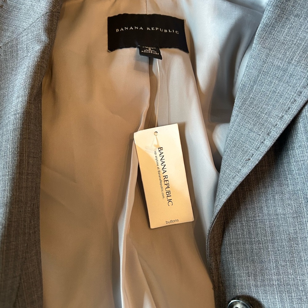 NWT~Banana Republic Light Gray Suit Jacket~Stretch Tall 2 - Picture 4 of 6